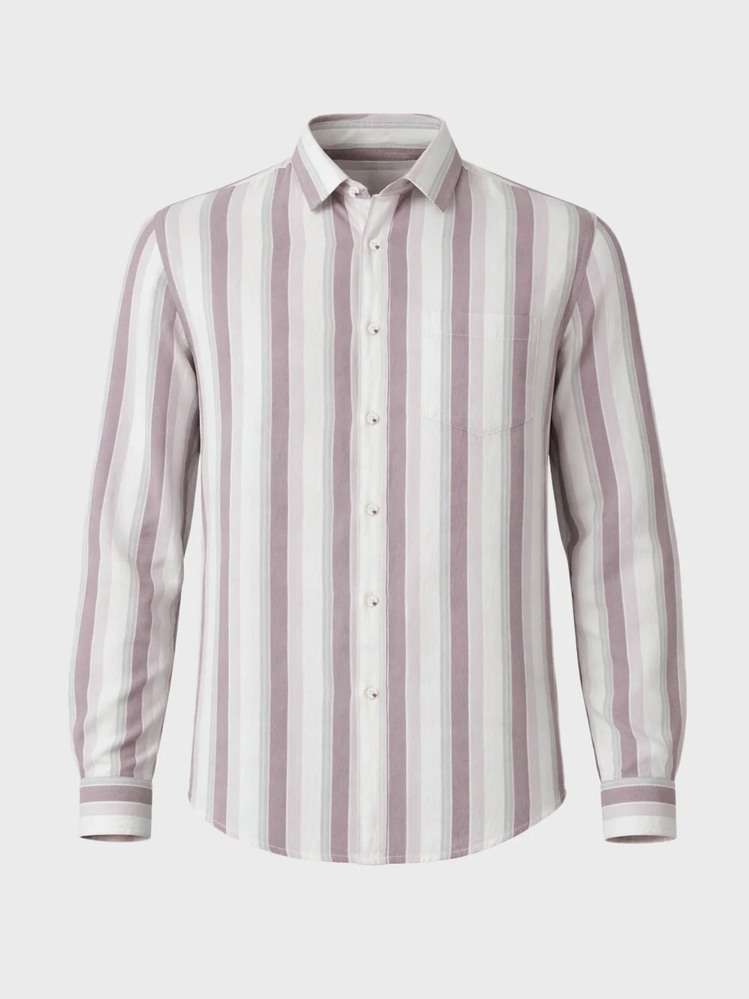 Men's Cream Slim Fit Striped Casual Shirt - Image 3
