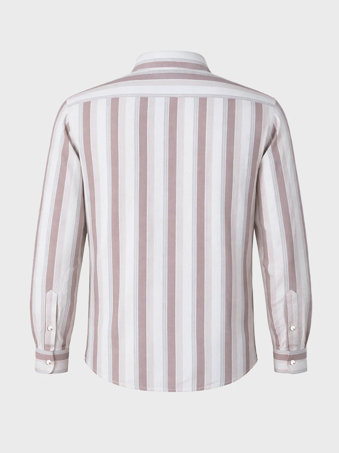 Men's Cream Slim Fit Striped Casual Shirt - Image 4