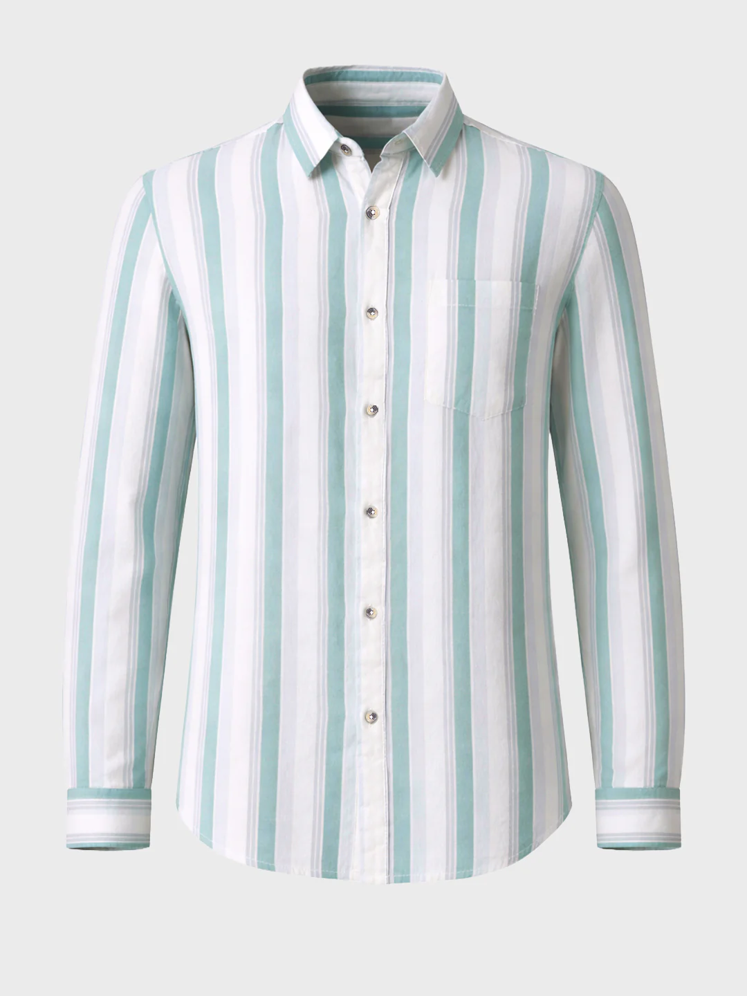 Men's Cream Slim Fit Striped Casual Shirt - Image 3