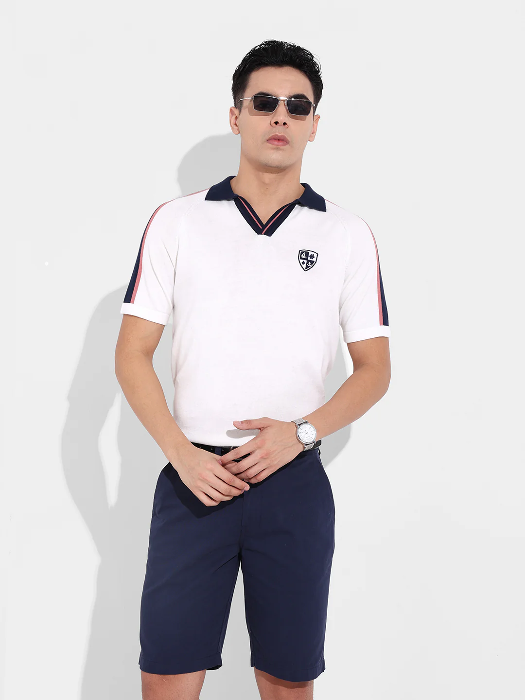 Men's Cream Slim Fit Textured Flat Knit T-Shirt - Image 2
