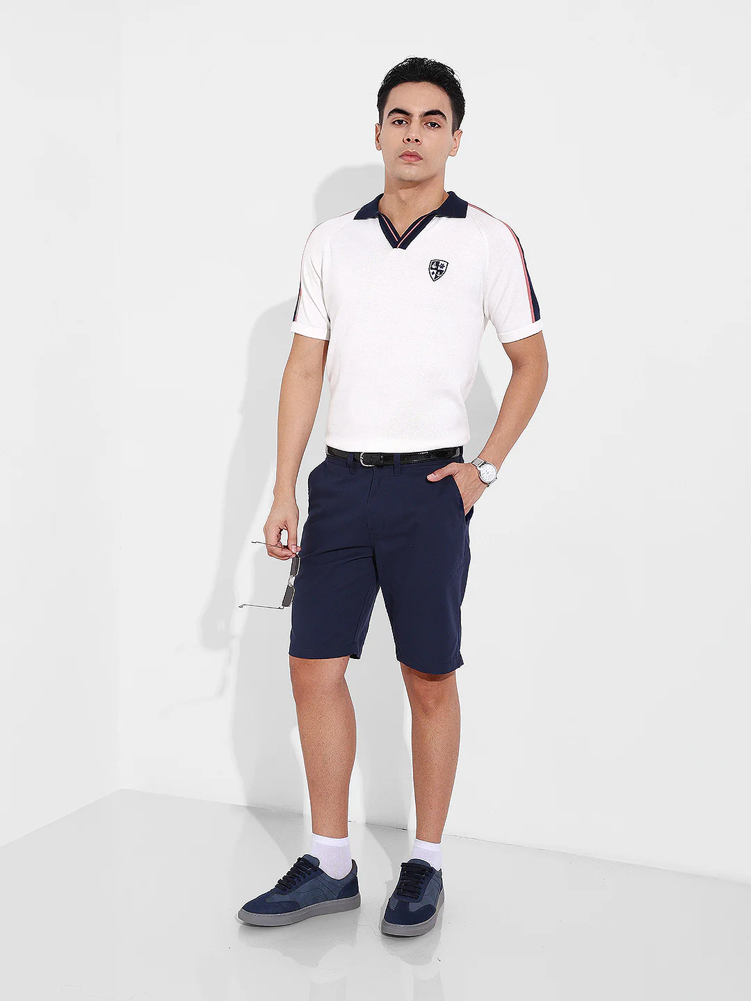 Men's Cream Slim Fit Textured Flat Knit T-Shirt - Image 7