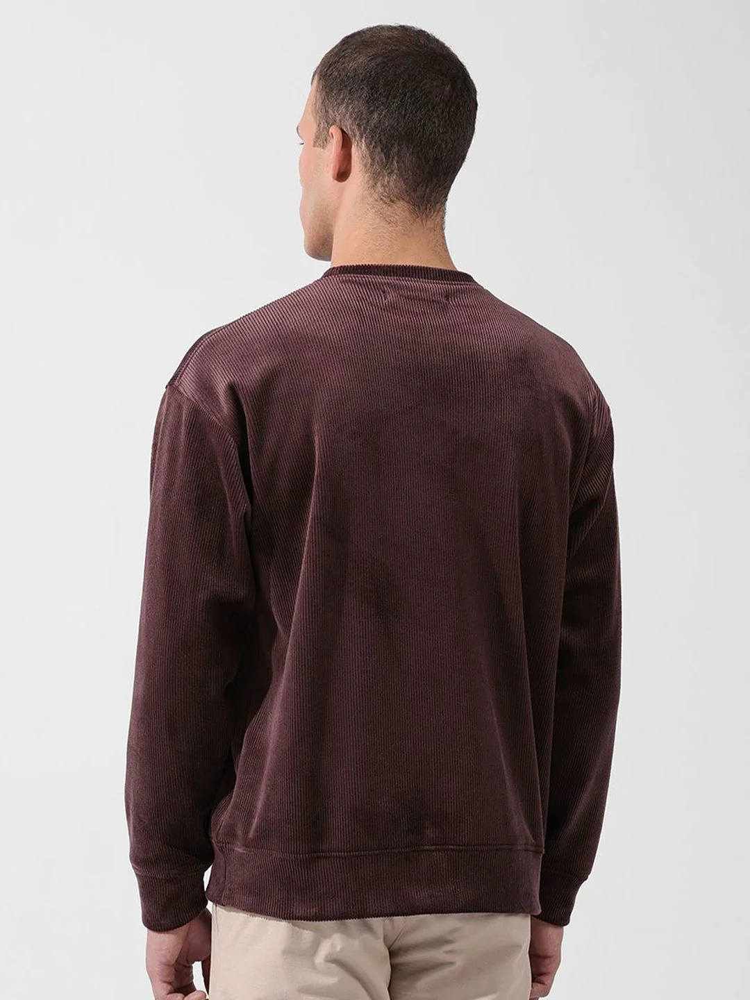 Men's Ground Coffee Oversized Fit Textured Casual Sweatshirts - Image 6