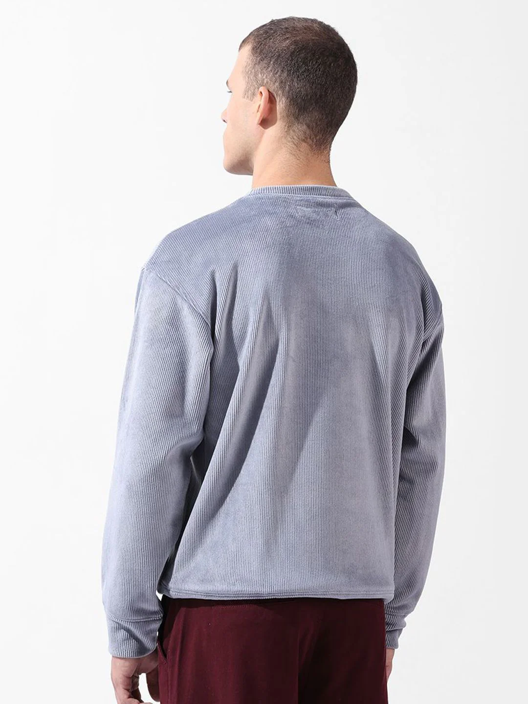 Men's Steel grey Oversized Fit Textured Casual Sweatshirts - Image 6