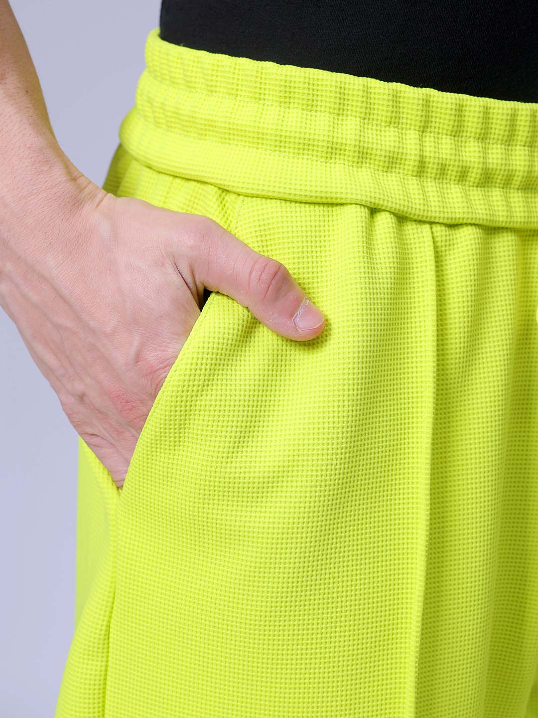 Men's Cyber Lime Loose Fit Textured Athletic  Jogger - Image 7