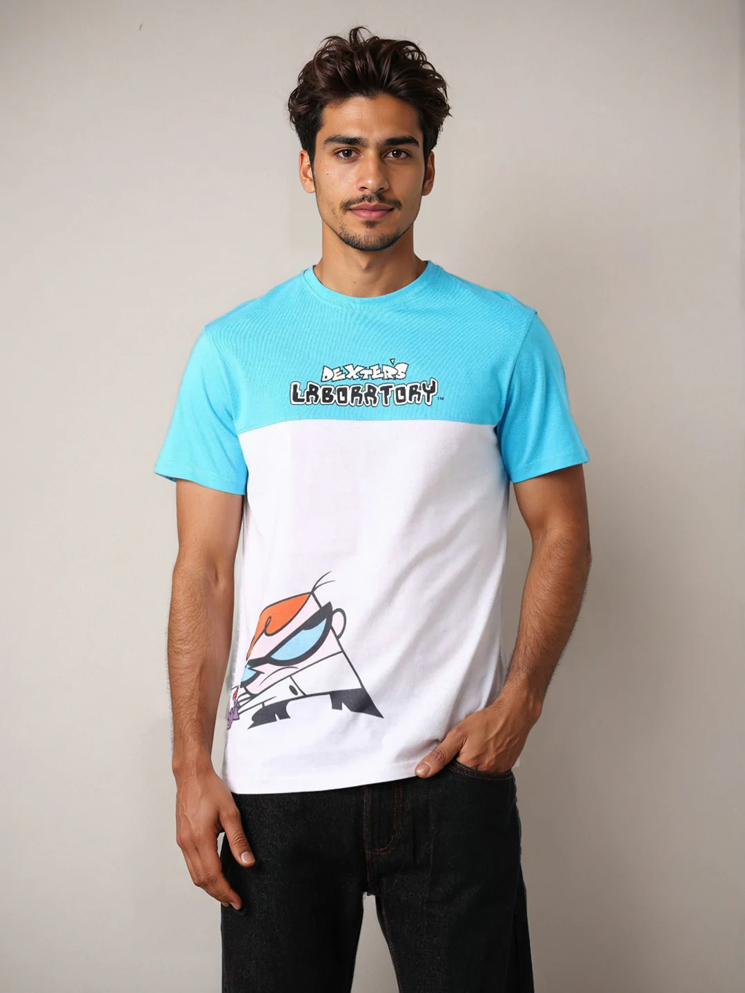 Men's Dexter Colourblocked Round Neck Cotton's Slim Fit T-shirt - Image 2