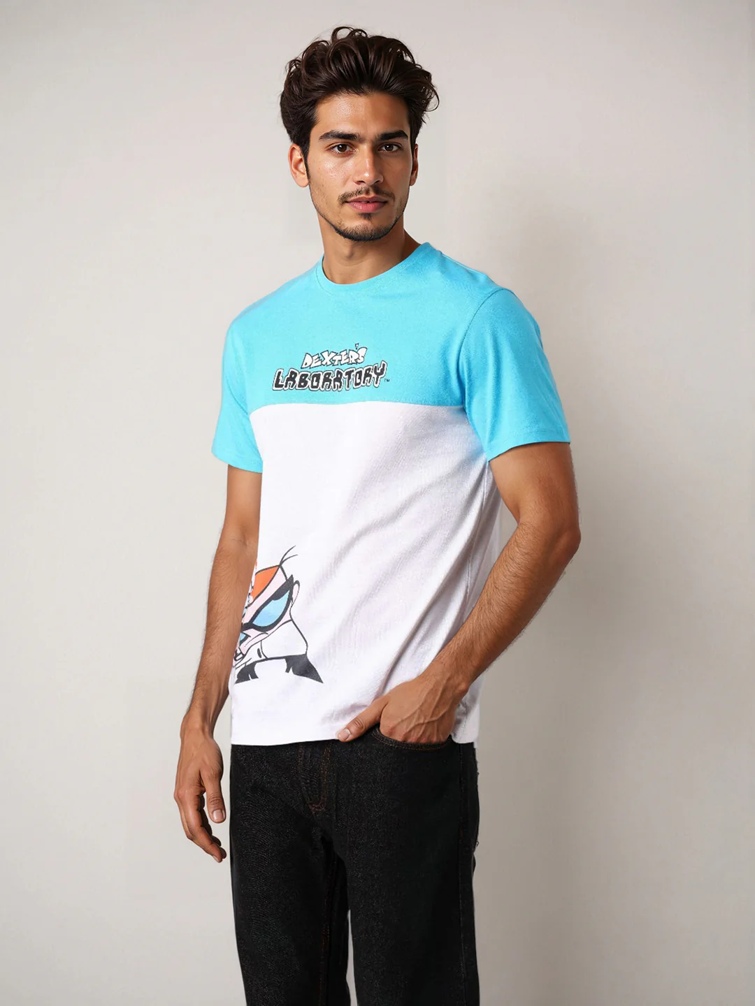 Men's Dexter Colourblocked Round Neck Cotton's Slim Fit T-shirt - Image 5