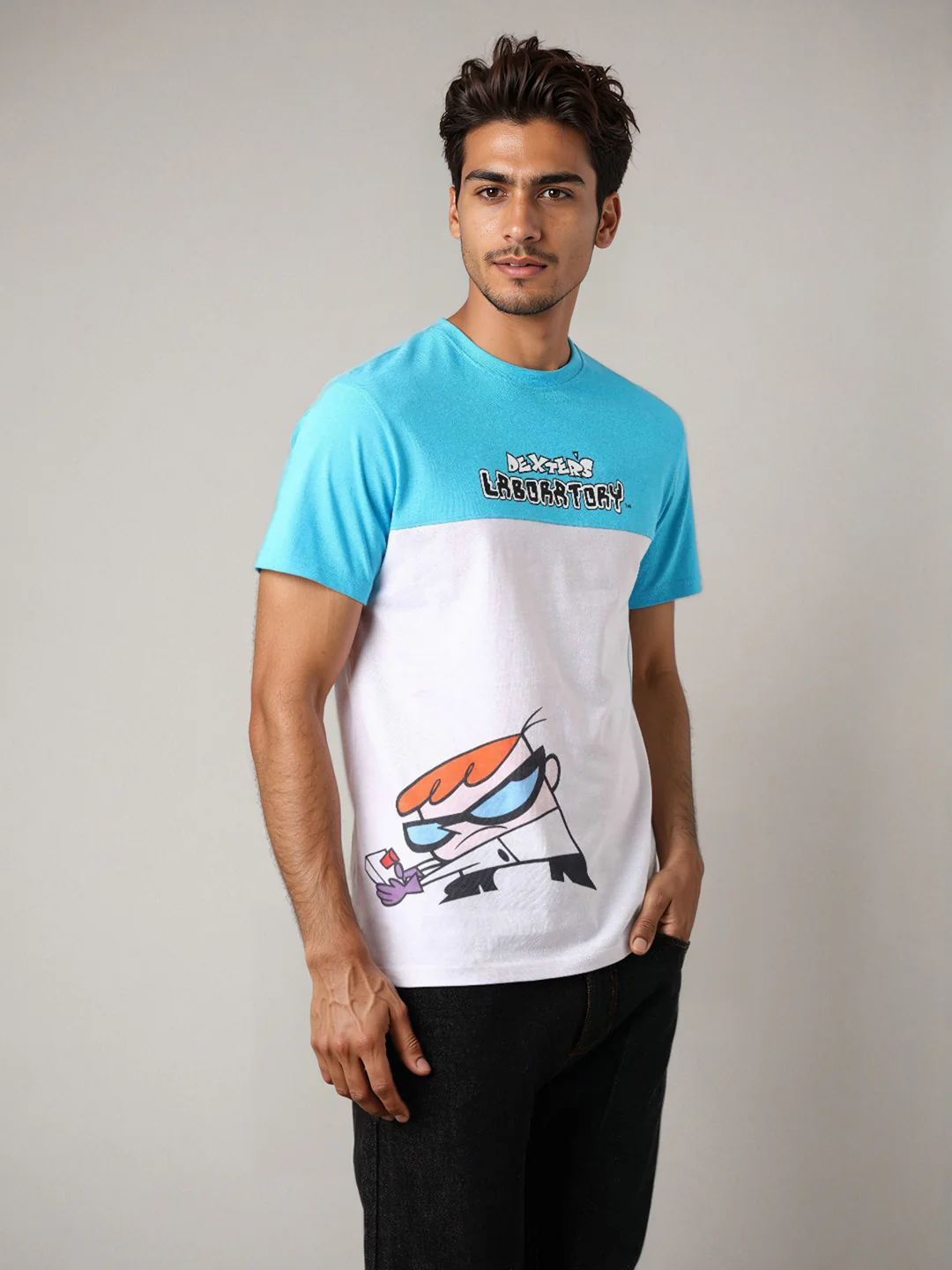 Men's Dexter Colourblocked Round Neck Cotton's Slim Fit T-shirt - Image 6