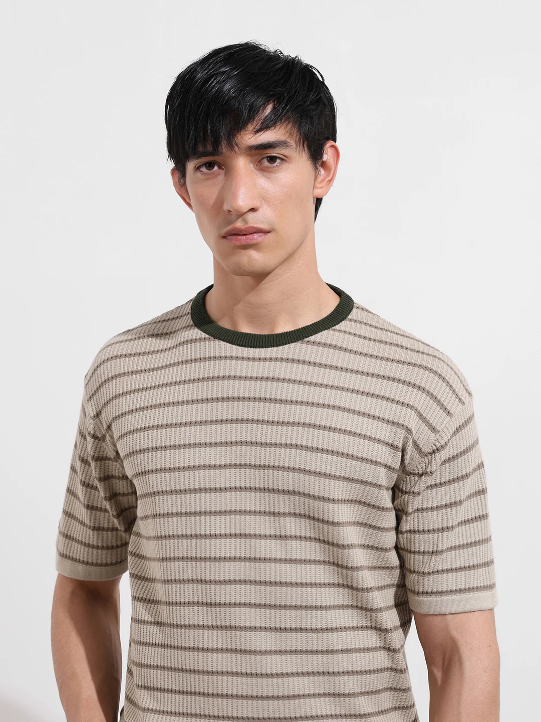 Men's Fawn Oversized Fit Textured Flat Knit T-Shirt - Image 4