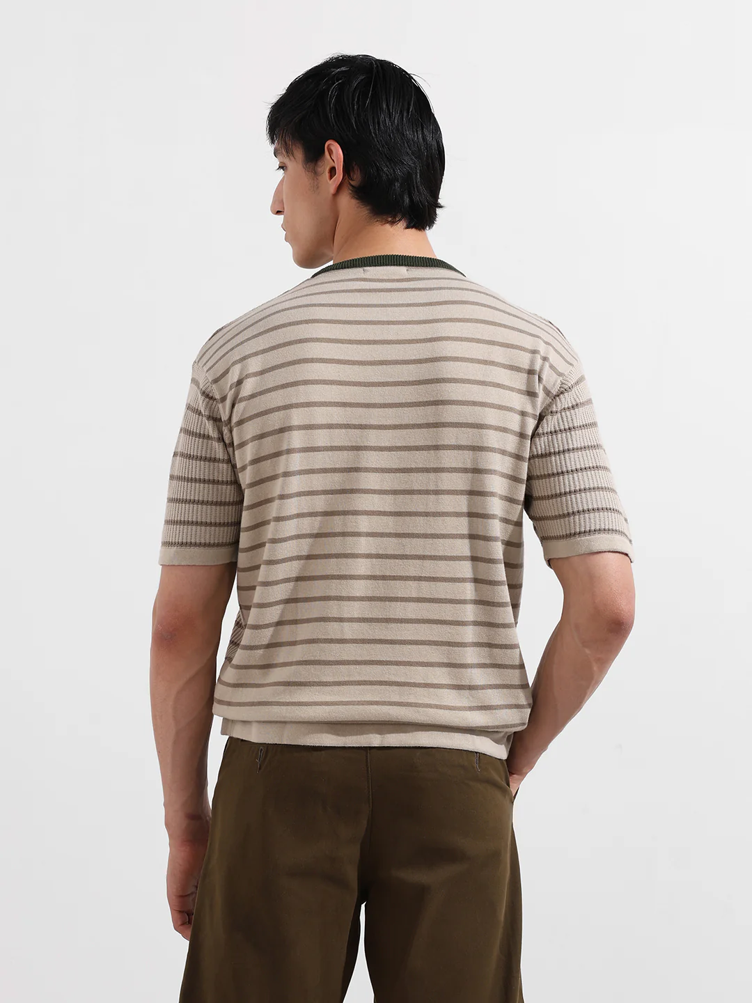 Men's Fawn Oversized Fit Textured Flat Knit T-Shirt - Image 5