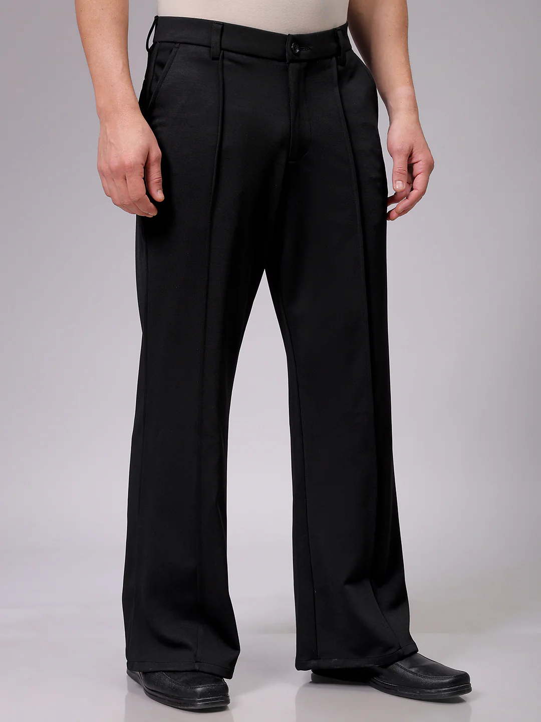 Men's Black Bootcut Fit Solid Korean Street Trouser - Image 4