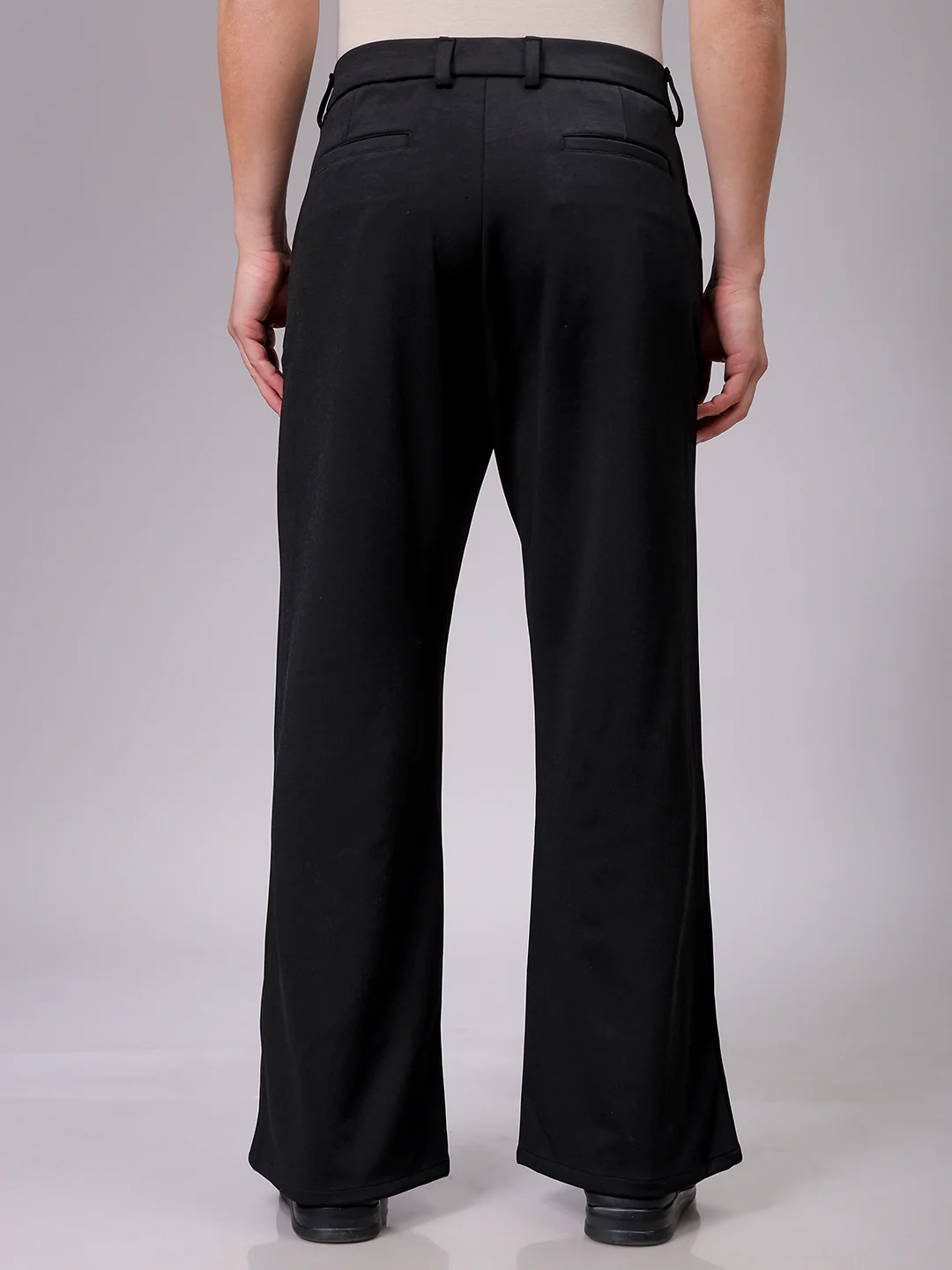Men's Black Bootcut Fit Solid Korean Street Trouser - Image 5