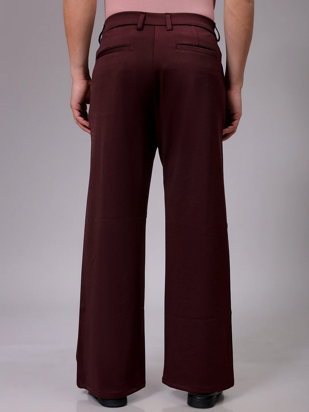 Men's Burgundy Bootcut Fit Solid Korean Street Trouser - Image 5