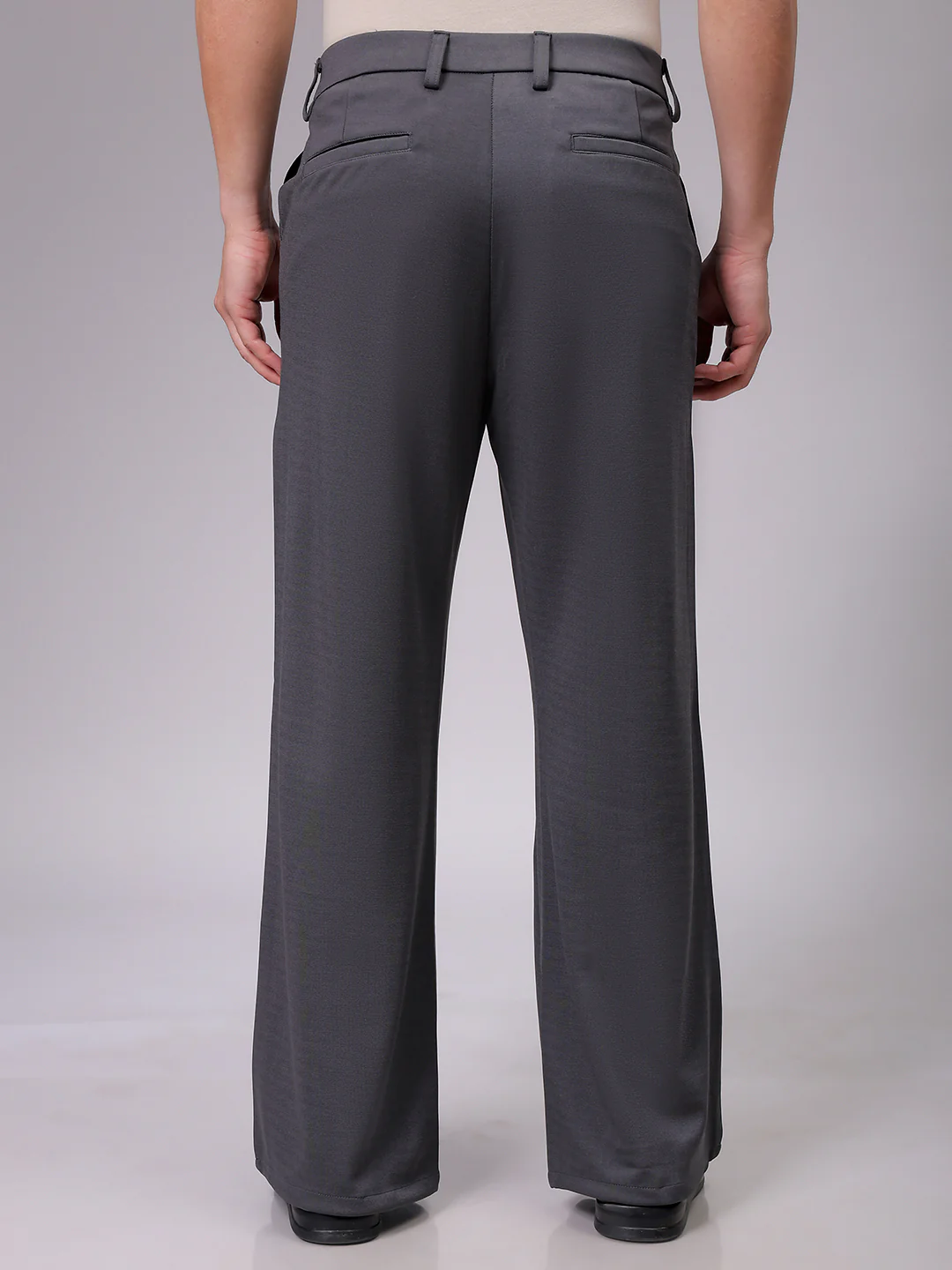 Men's Dark Grey Bootcut Fit Solid Korean Street Trouser - Image 5
