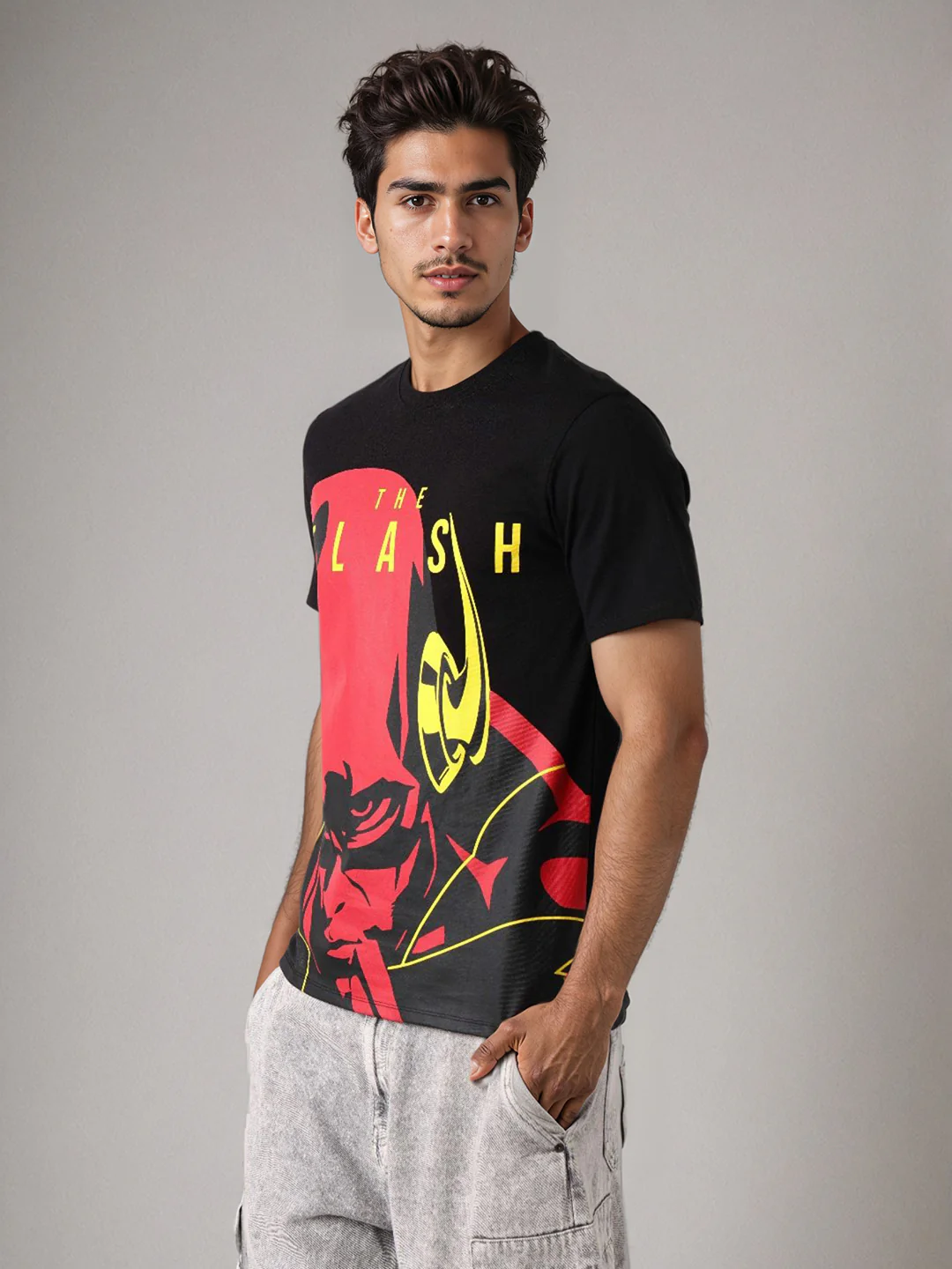 Men's Flash Graphic Printed Round Neck Cotton's Slim Fit T-shirt - Image 5