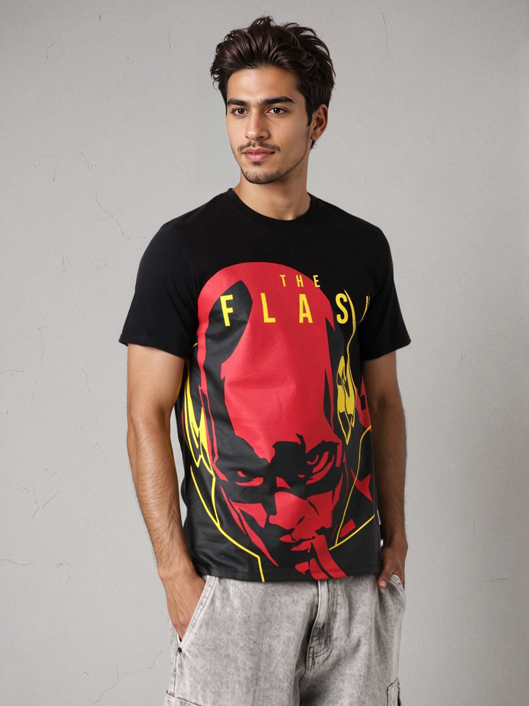Men's Flash Graphic Printed Round Neck Cotton's Slim Fit T-shirt - Image 6