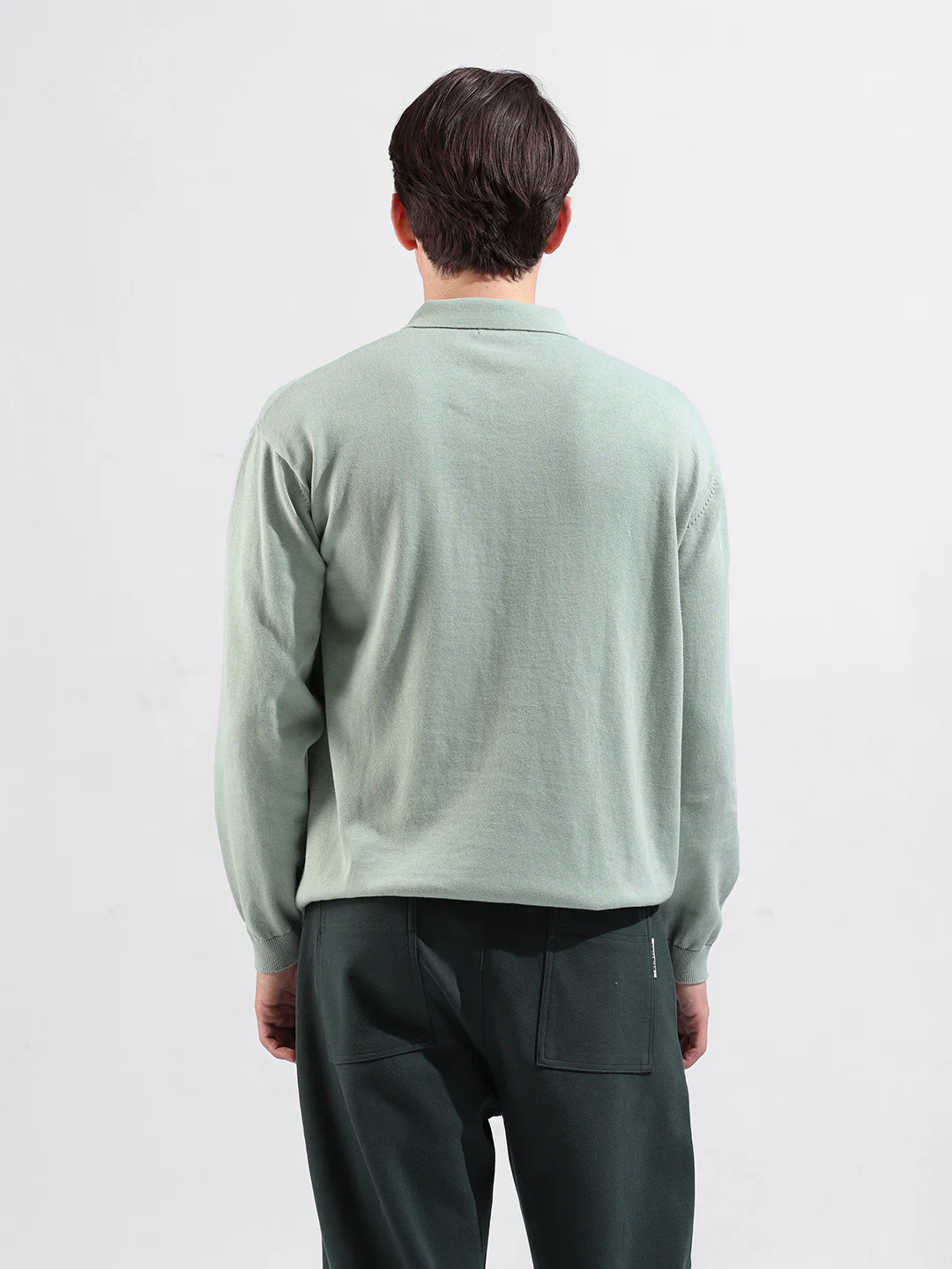 Men's Green Oversized Fit Solid Flat Knit T-Shirt - Image 6