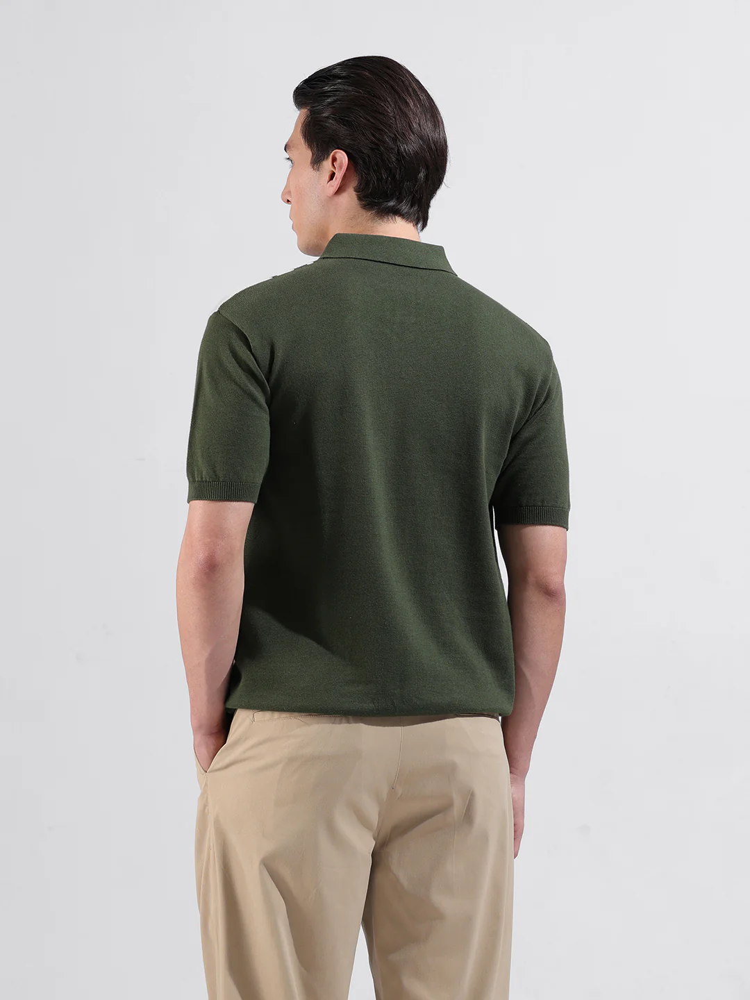 Men's Green Slim Fit Striped Flat Knit T-Shirt - Image 8