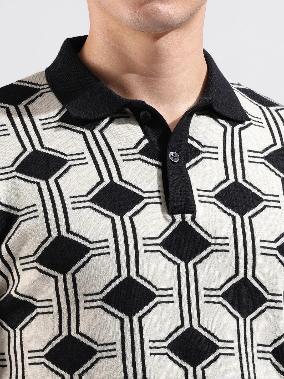 Men's White Slim Fit Printed Flat Knit T-Shirt - Image 3