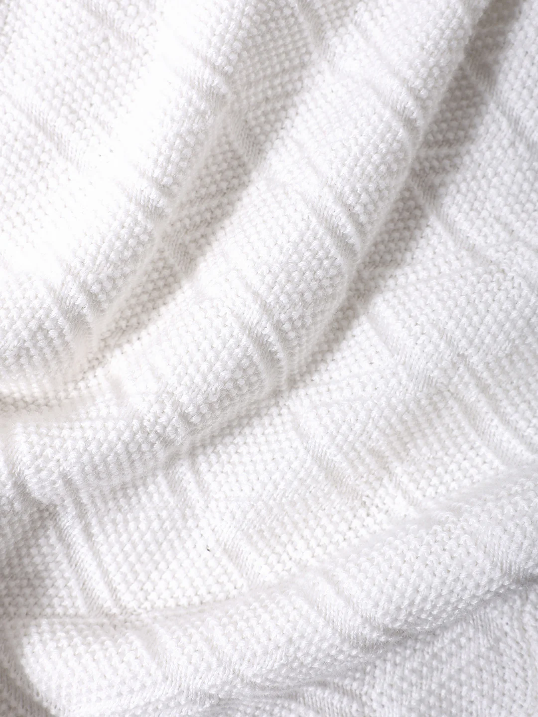 Men's White Slim Fit Striped Flat Knit T-Shirt - Image 7