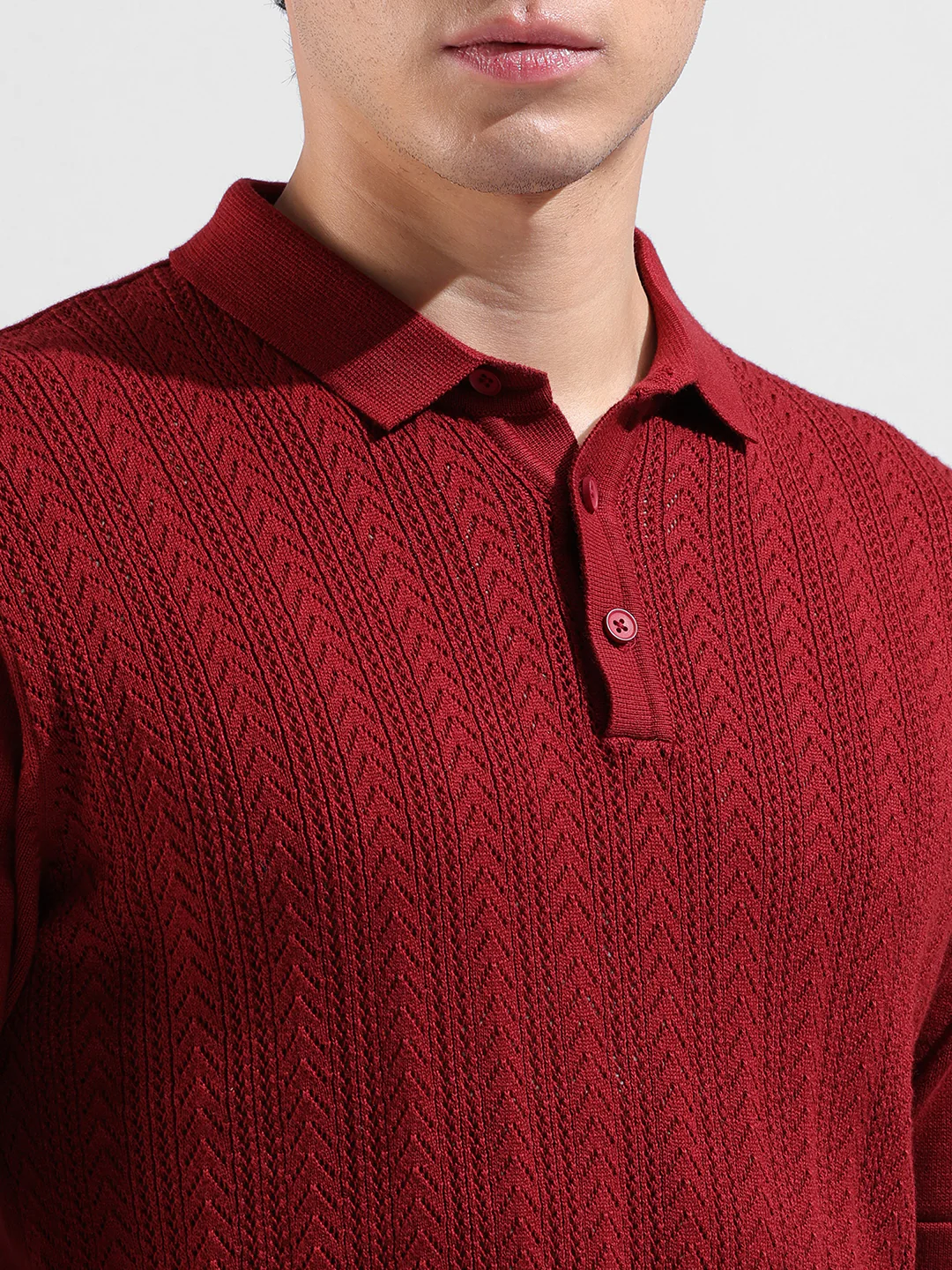 Men's Rust Slim Fit Solid Flat Knit T-Shirt - Image 3