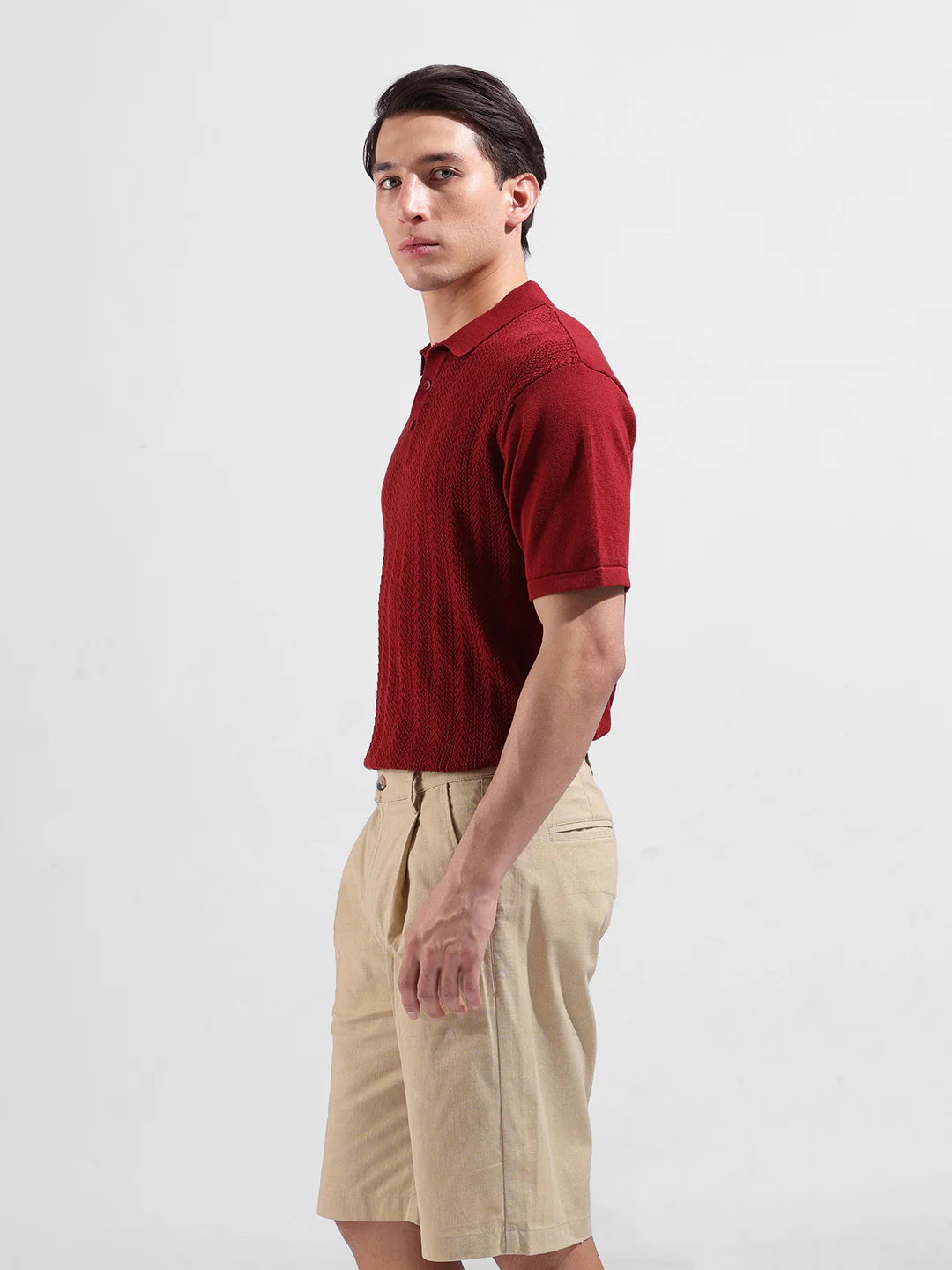 Men's Rust Slim Fit Solid Flat Knit T-Shirt - Image 5