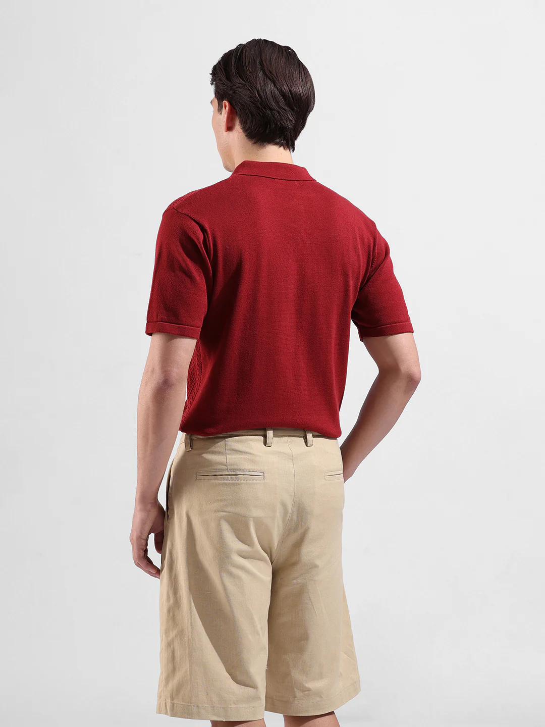 Men's Rust Slim Fit Solid Flat Knit T-Shirt - Image 6