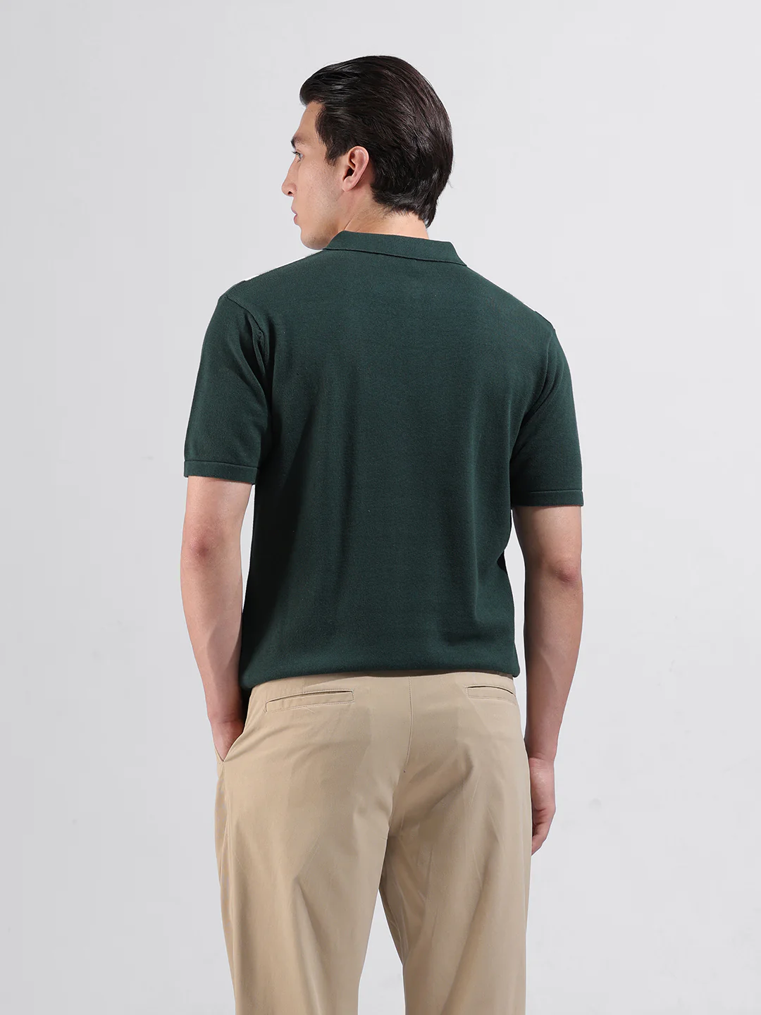 Men's Green Slim Fit Striped Flat Knit T-Shirt - Image 7