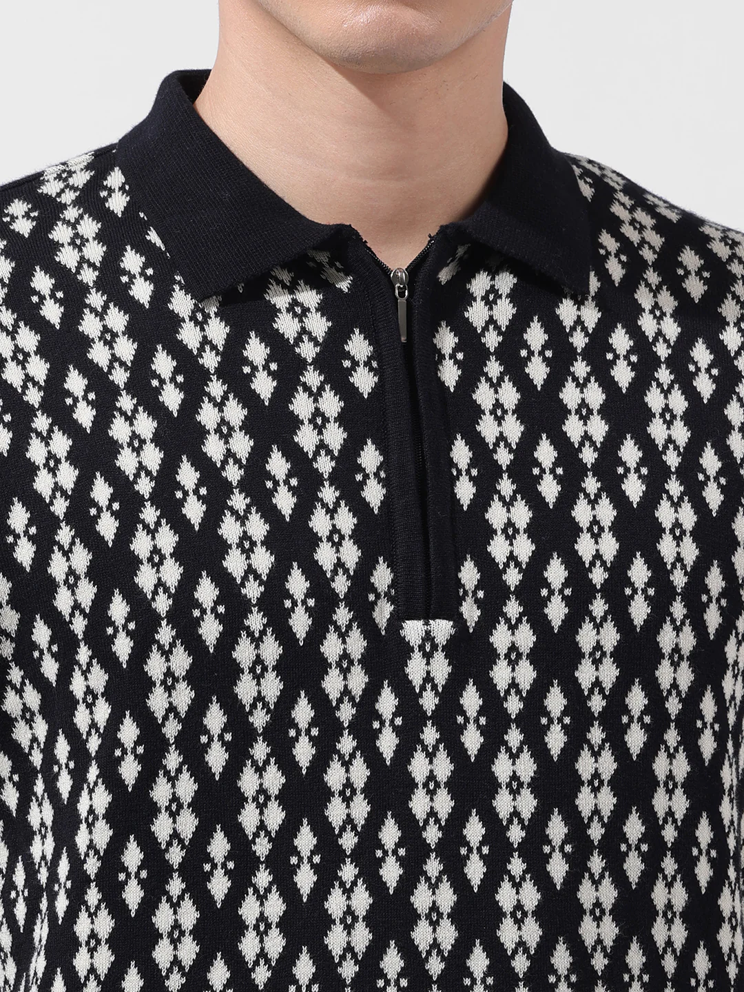 Men's Black Oversized Fit Printed Flat Knit T-Shirt - Image 6