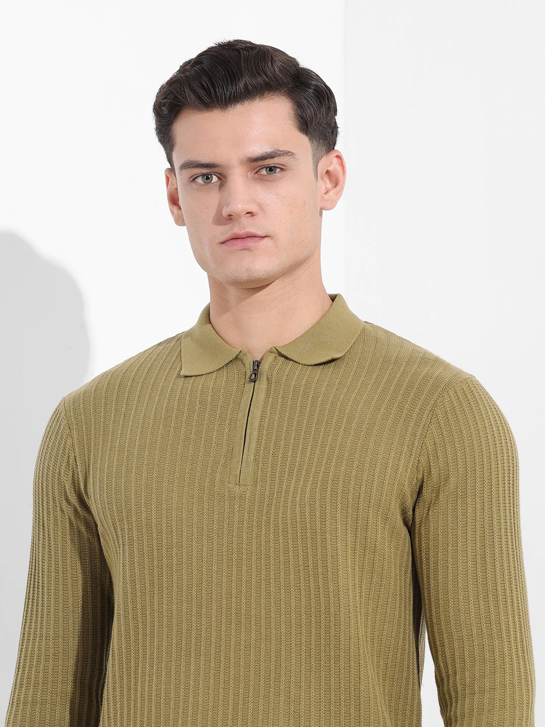 Men's Green Slim Fit Striped Flat Knit T-Shirt - Image 6