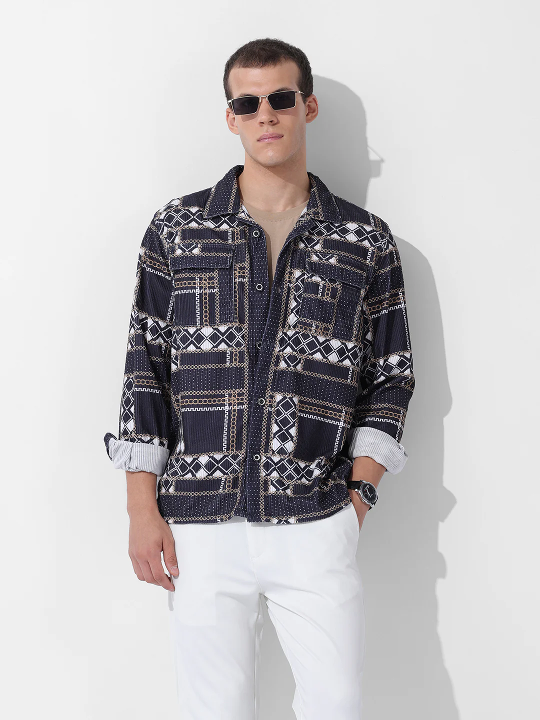 Men's Black Regular Fit Printed Casual Shirt - Image 2