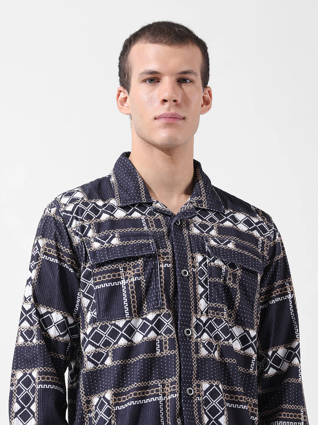 Men's Black Regular Fit Printed Casual Shirt - Image 7