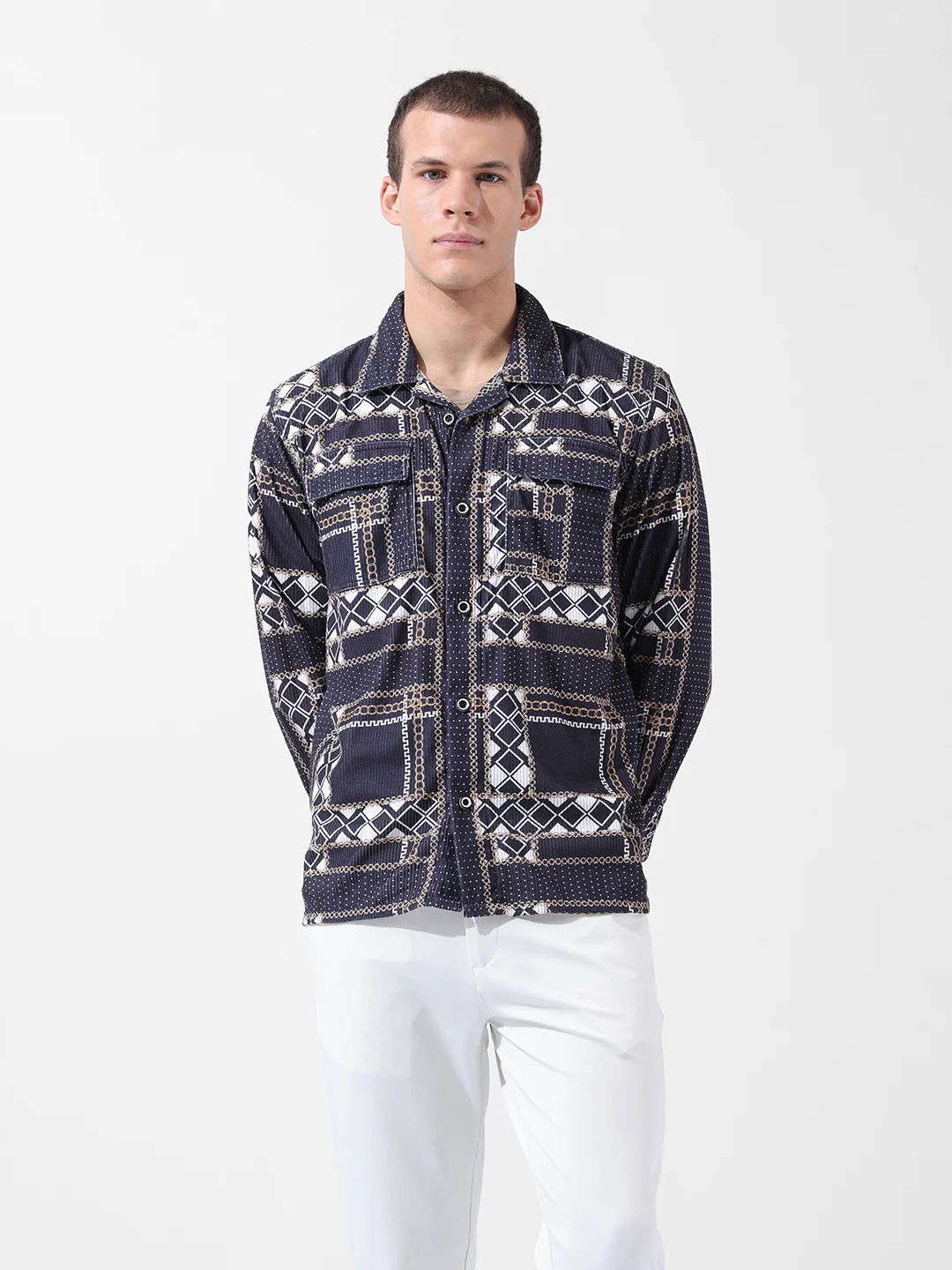 Men's Black Regular Fit Printed Casual Shirt - Image 8