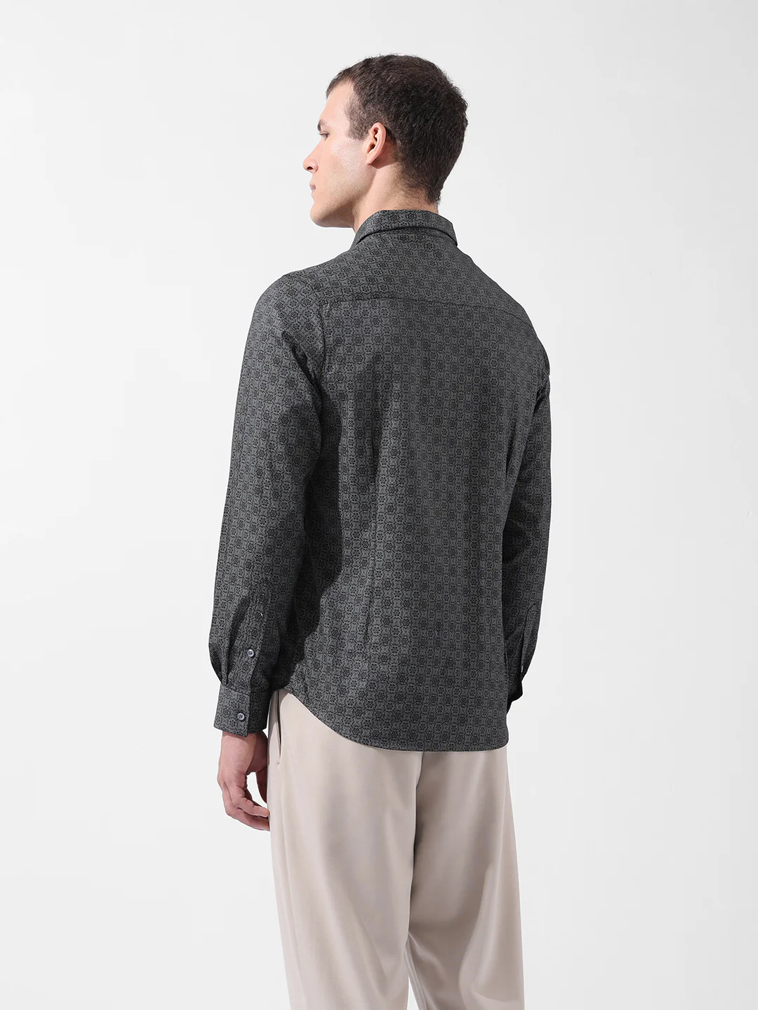 Men's Green Slim Fit Printed Party Wear Shirt - Image 5