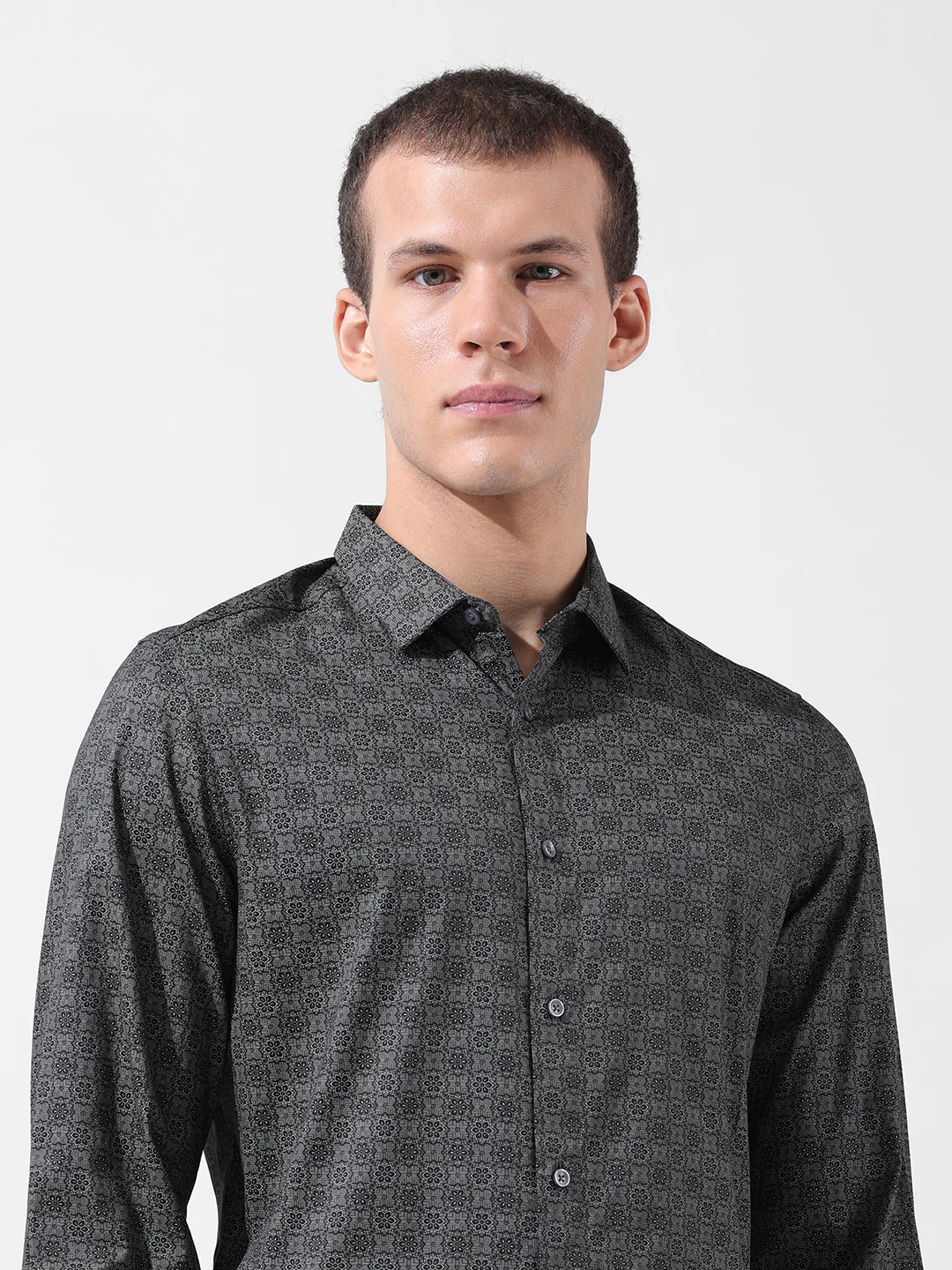 Men's Green Slim Fit Printed Party Wear Shirt - Image 6