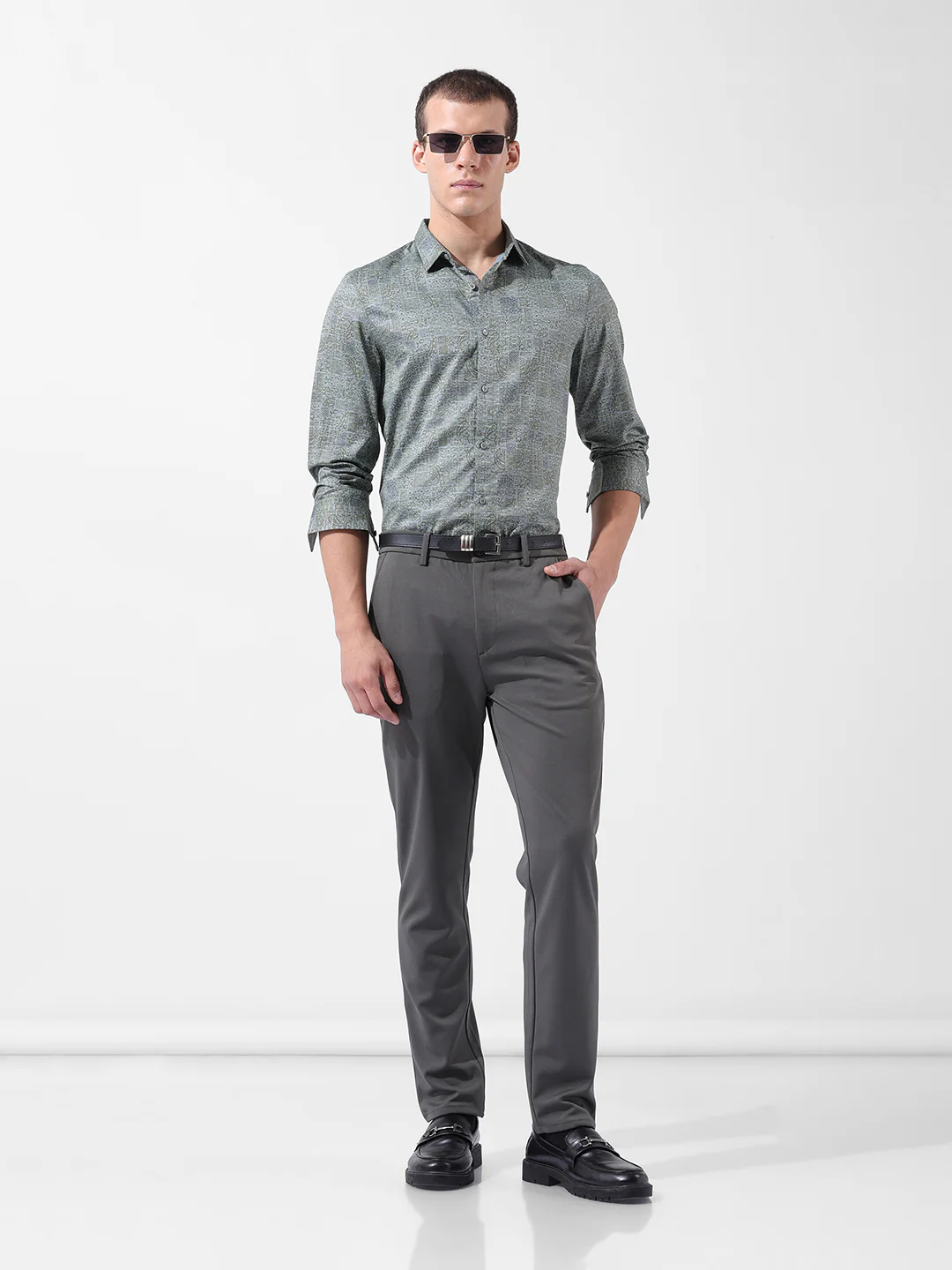 Men's Green Slim Fit Printed Party Wear Shirt - Image 8