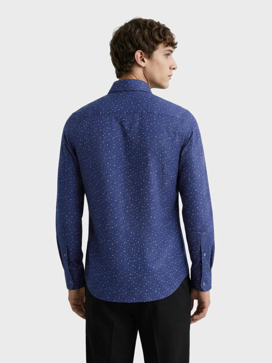 Men's Full Sleeves Slim Fit Navy Blue Shirt - Image 5