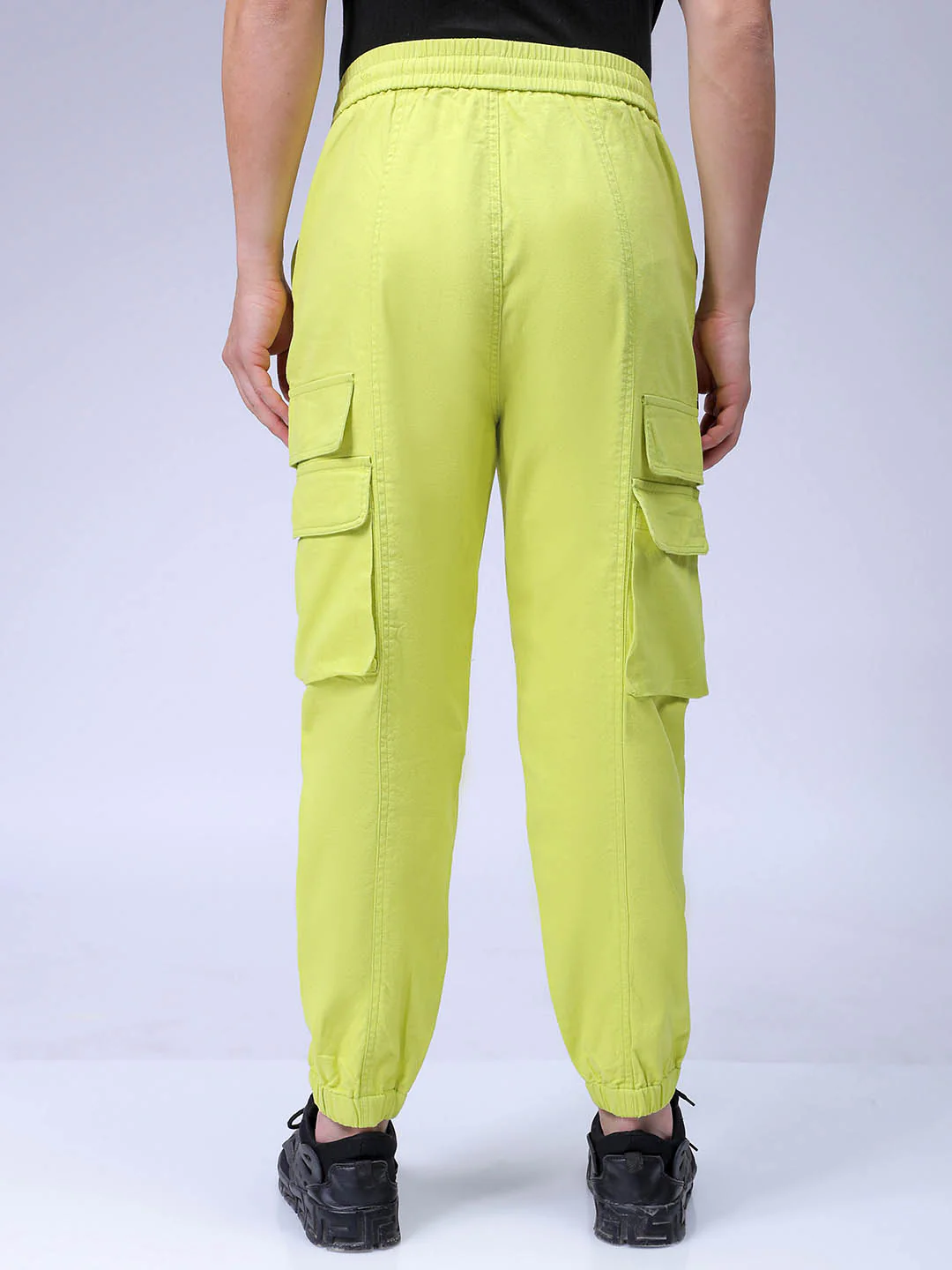 Men's Cyber Lime Regular Fit Solid Casual Jogger - Image 5