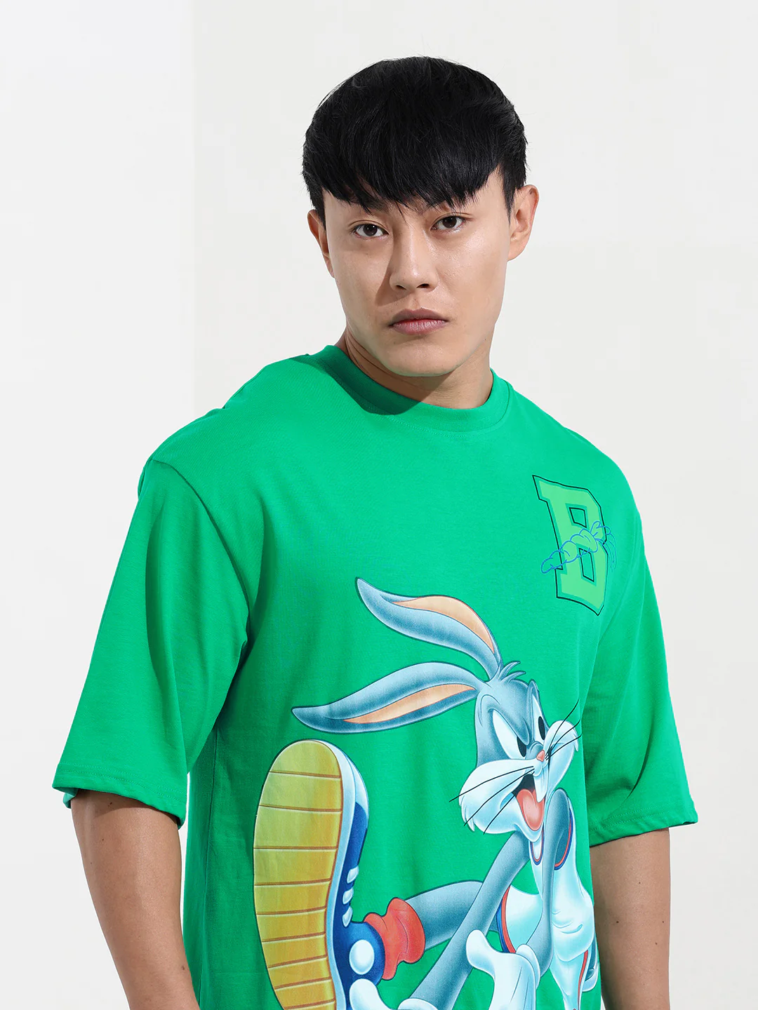 Men's Green Boxy Fit Bugs Bunny Character Merchandise T-Shirt - Image 5