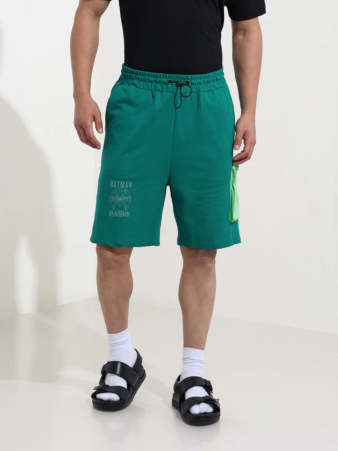 Men's Grey Relaxed Fit Character Batman Printed Shorts - Image 7