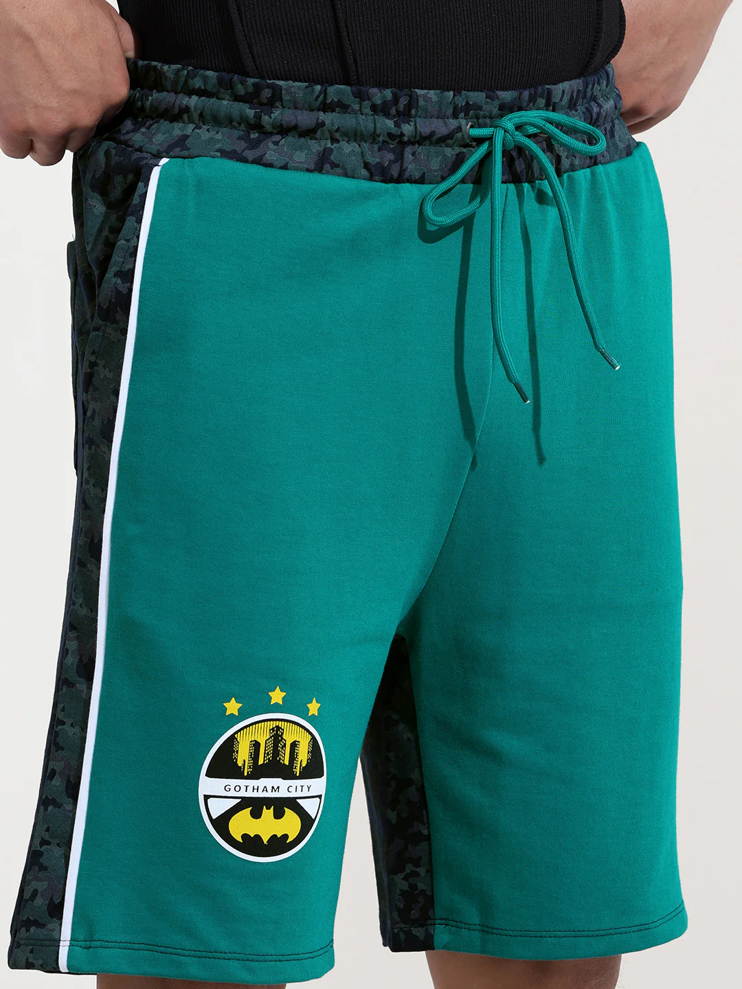 Men's Green Regular Fit Character Batman Printed Shorts - Image 5
