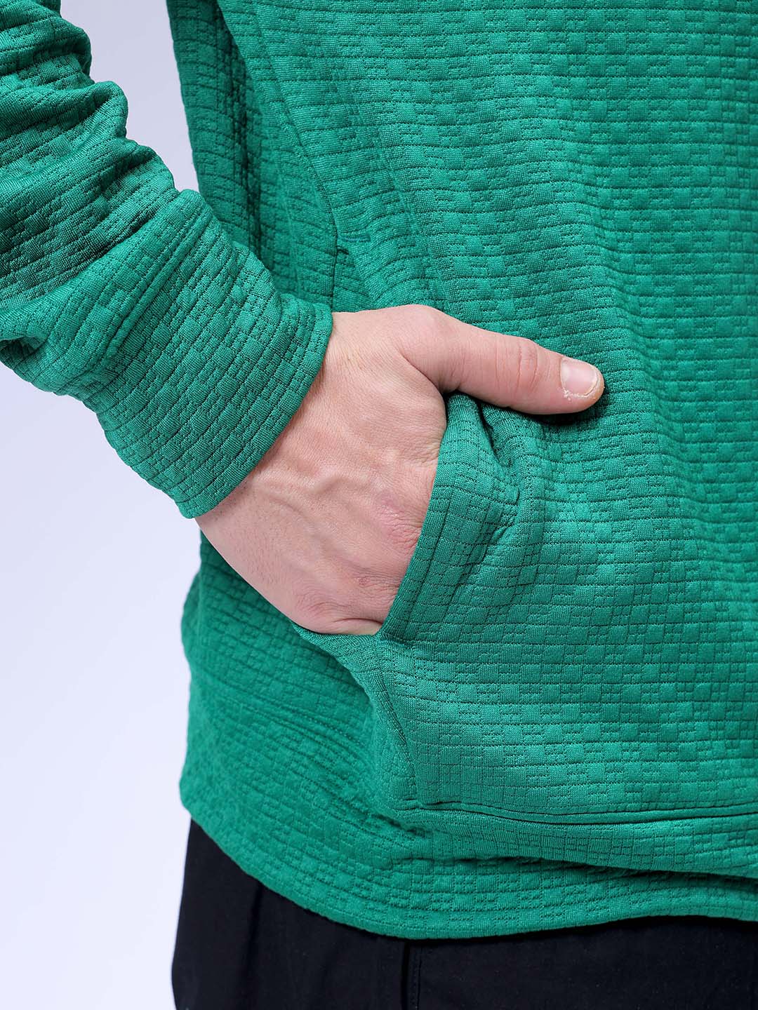 Men's Sport Green Relaxed Fit Solid Street Wear Sweatshirts - Image 7
