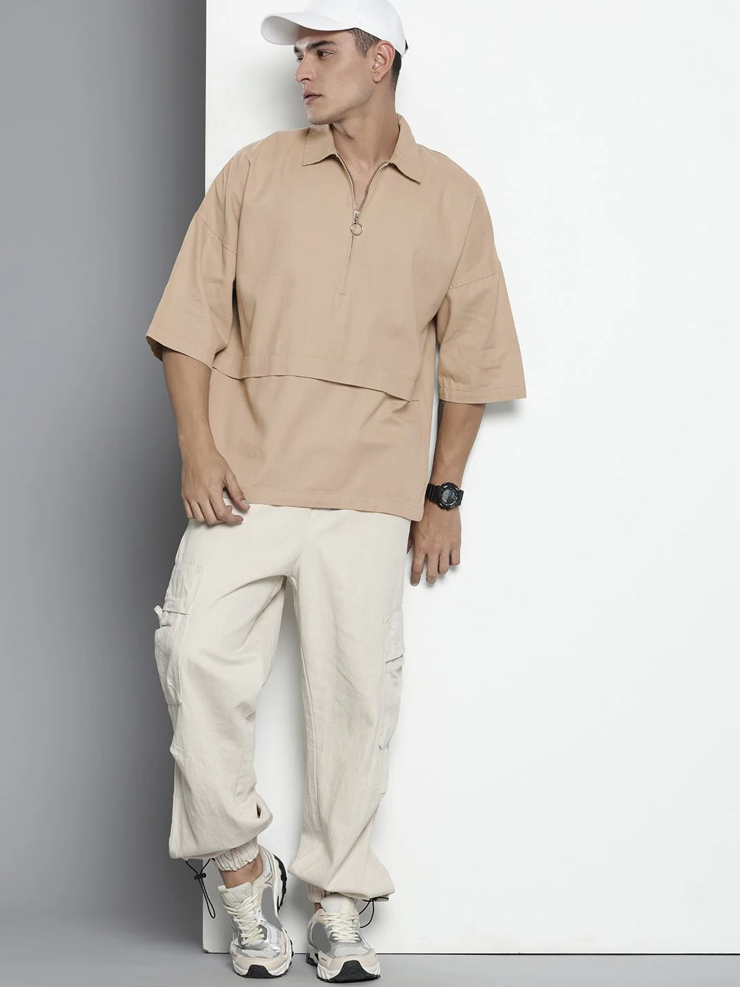 Men's Light Green Oversized Fit Solid Korean Street Shirt - Image 3