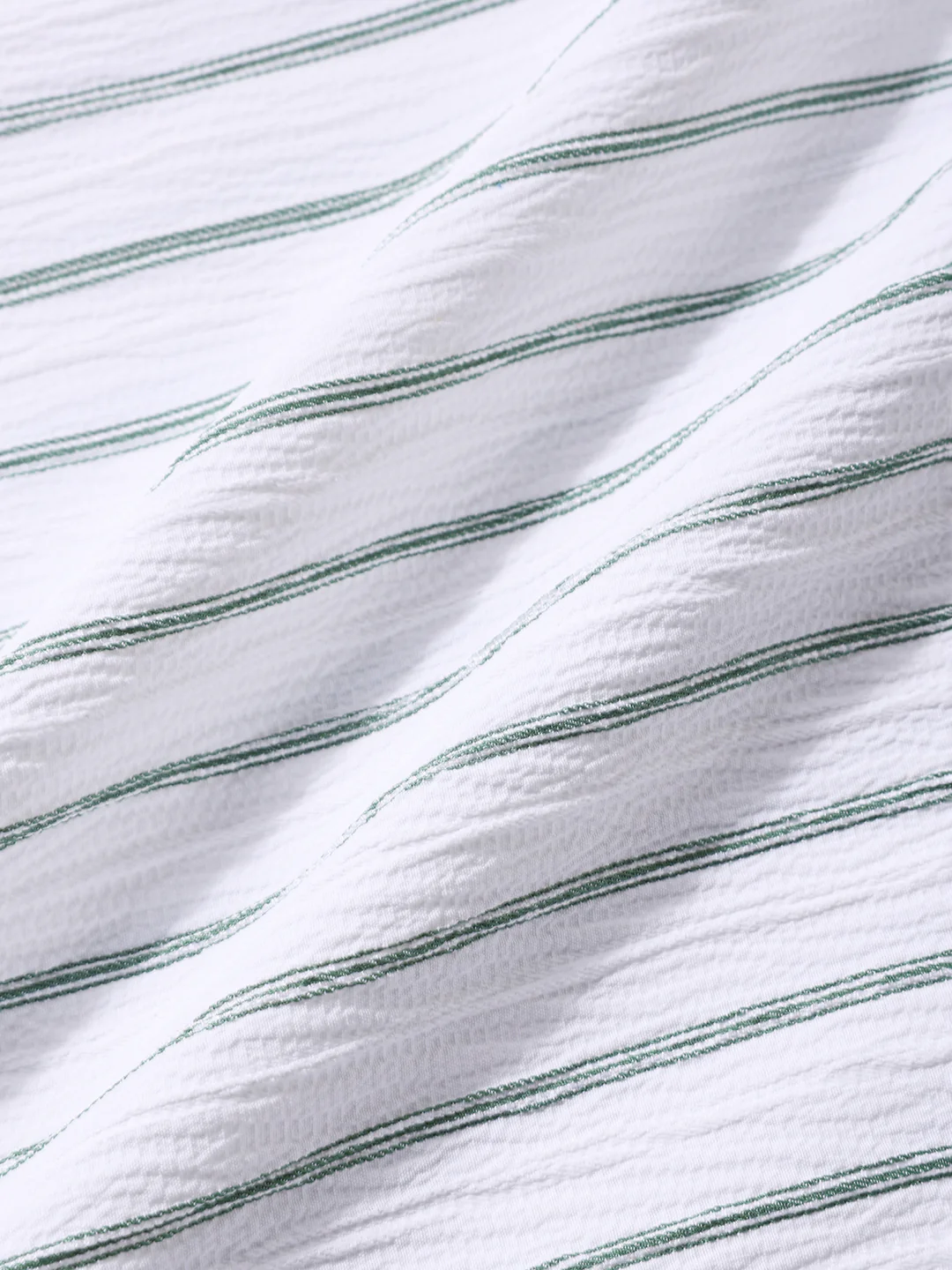Men's Green Regular Fit Striped Casual Shirt - Image 8