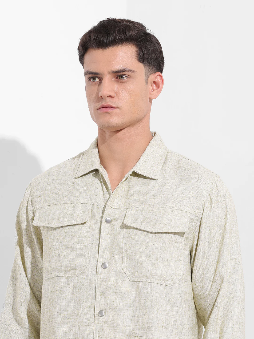 Men's Green Regular Fit Solid Casual Shirt - Image 6