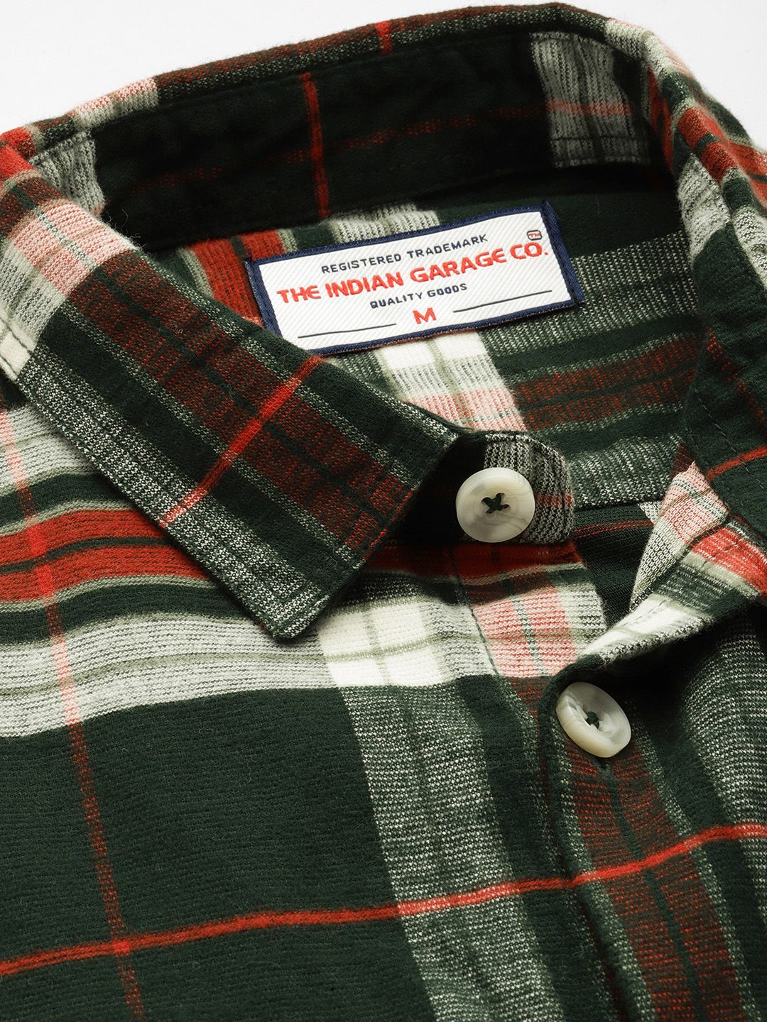 Men's Green Regular Fit Checked Casual Shirt - Image 5