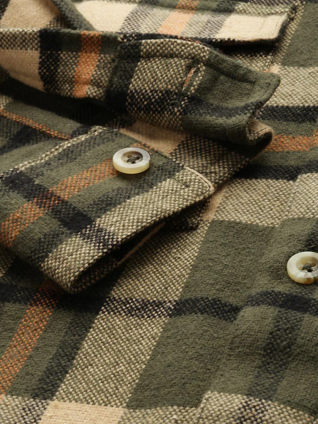 Men's Military Green Regular Fit Checkered Casual Shirt - Image 6