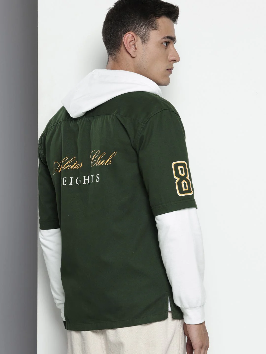 Men's Green Regular Fit Graphic Printed Casual Shirt - Image 3