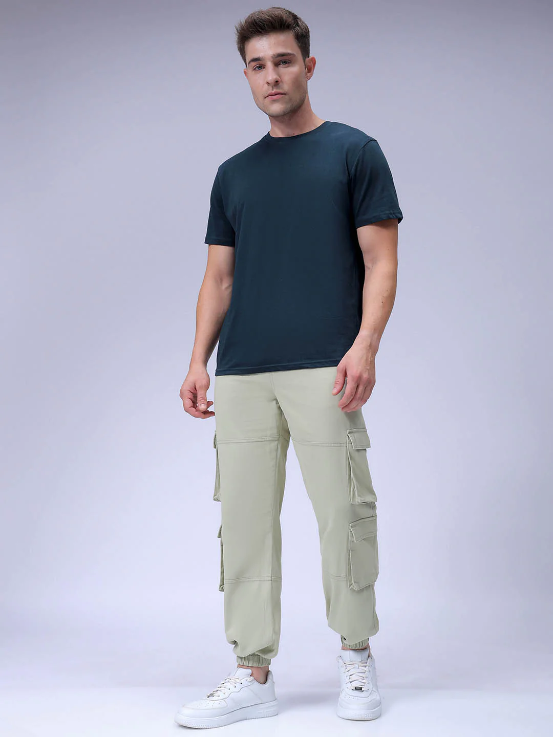 Men's Light Green Regular Fit Solid Casual Jogger - Image 4