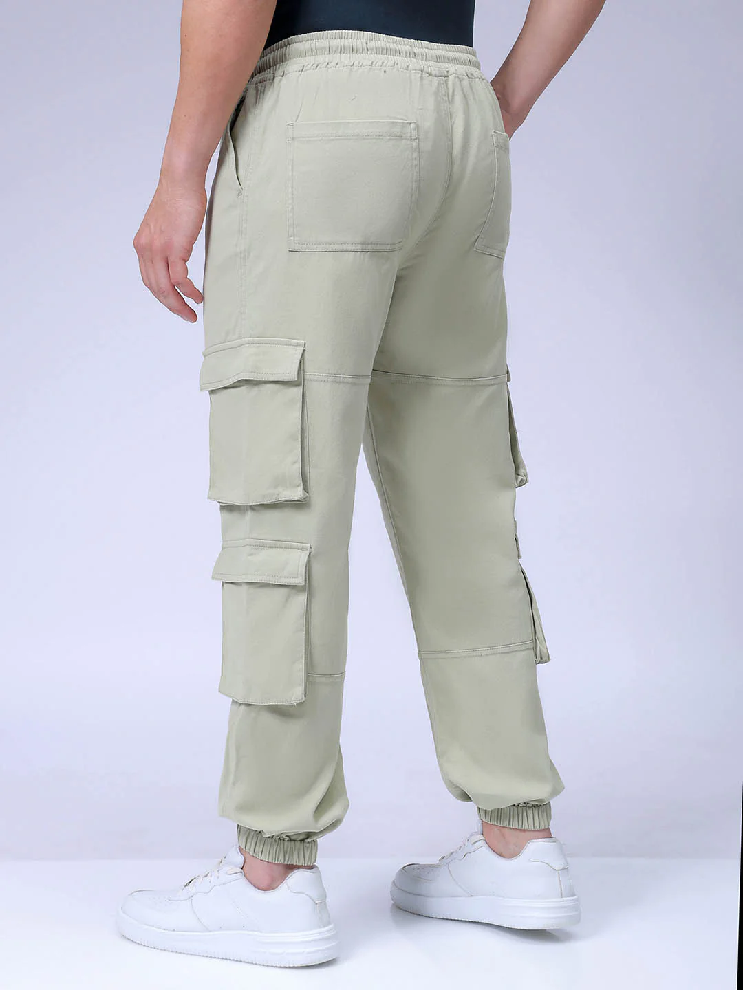 Men's Light Green Regular Fit Solid Casual Jogger - Image 5