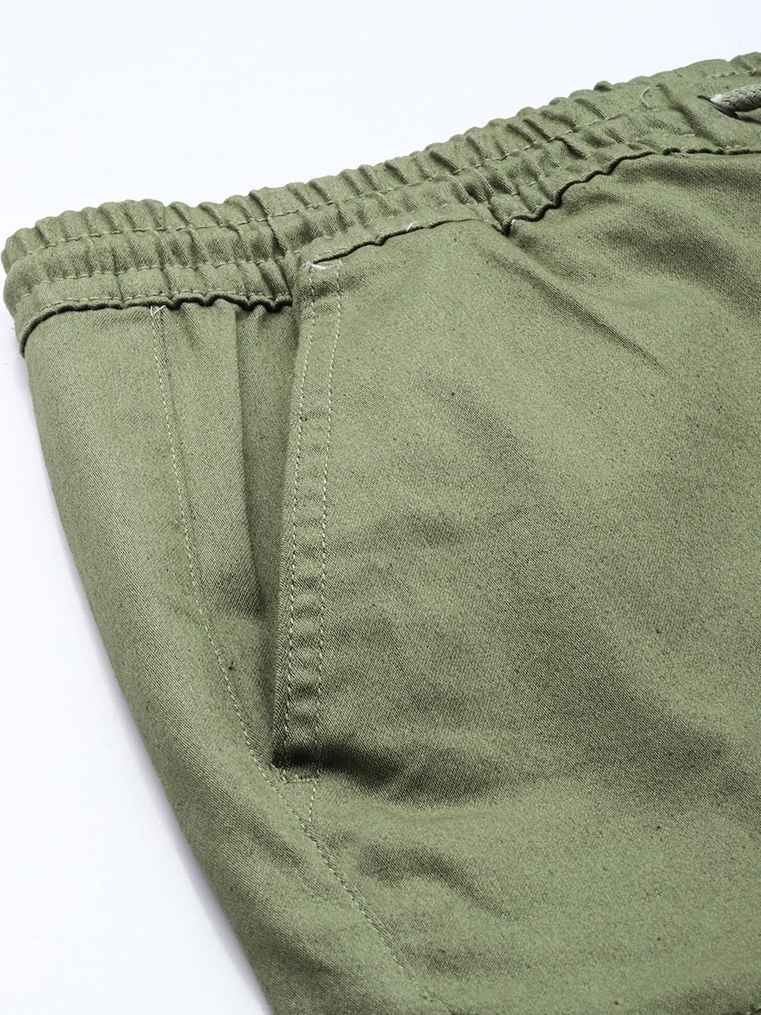 Men's Oil Green Regular Fit Solid Utility Jogger - Image 5